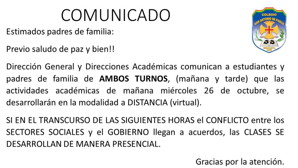 Comunicado Colegio San Antonio De Padua 0855